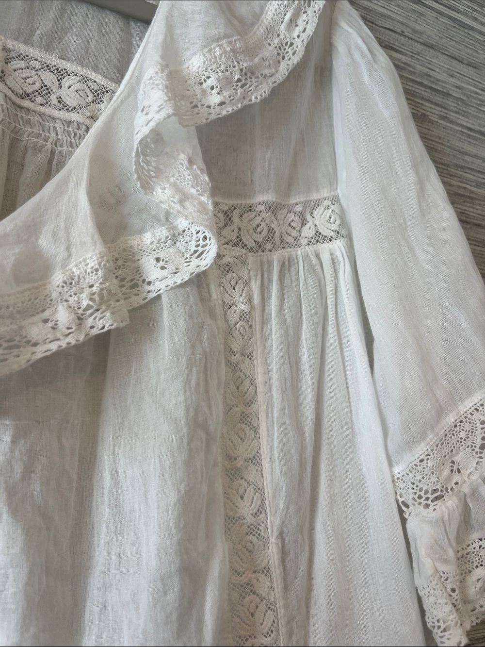 Free People White Sheer Lace Ruffled Blouse - Picture 3 of 5